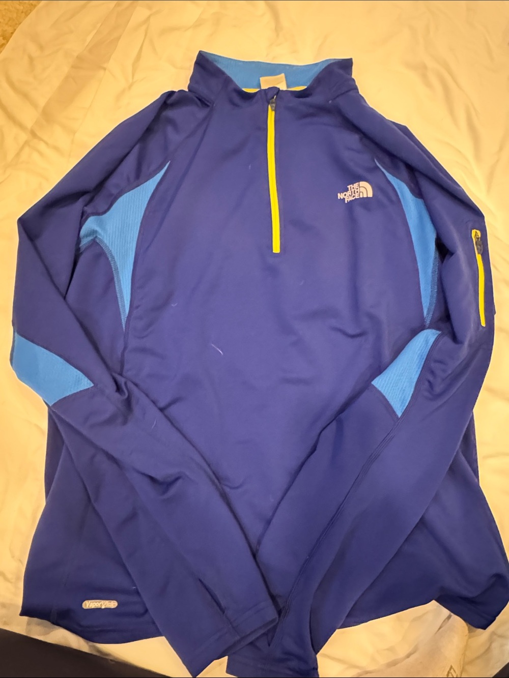 The North Face Men's Royal Blue Half-Zip Pullover with Yellow Zipper